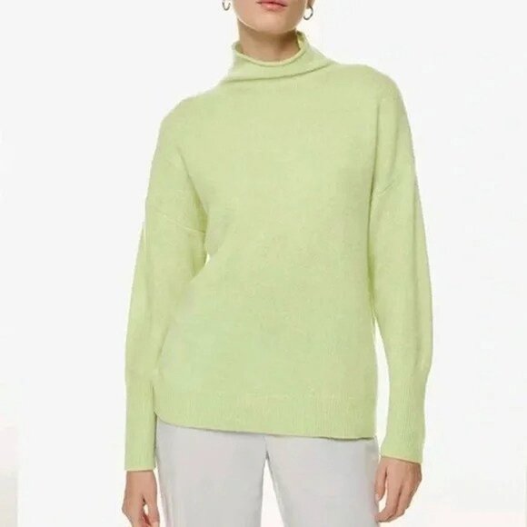 New Aritzia 100% Cashmere Babaton Format Roll Neck Sweater Green S $168 - Picture 1 of 9